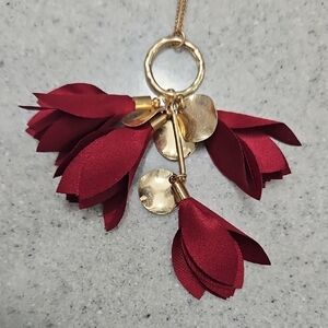 Elegant Gold and Red Petal Necklace